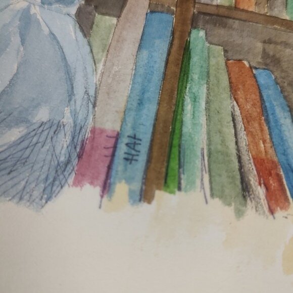 Wizard & Cats Original Watercolor Painting HAT - Picture 5 of 8